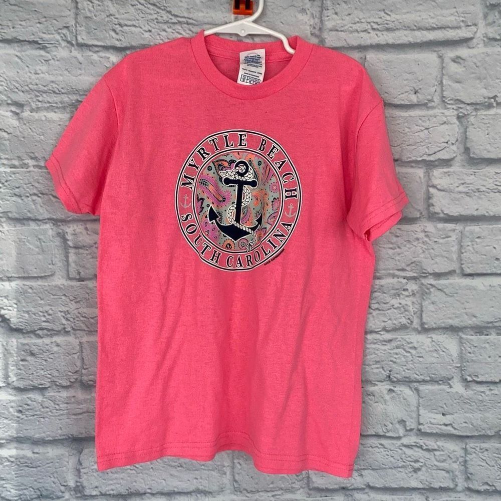 Delta youth M Myrtle Beach SC graphic print short sleeve T-shirt pink